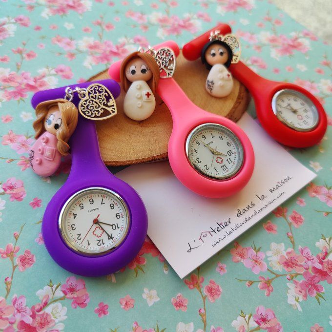 Montre de poche infirmière personnalisable en silicone 