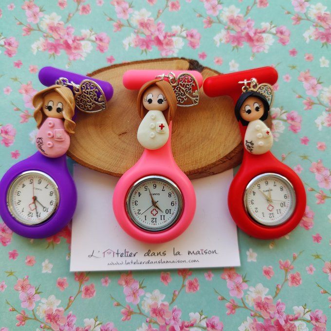 Montre de poche infirmière personnalisable en silicone 