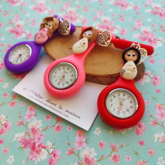 Montre de poche infirmière personnalisable en silicone 