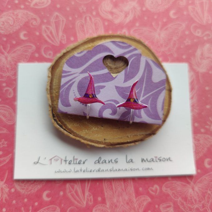 boucles d'oreilles chapeaux de sorcière avec ou sans perçage
