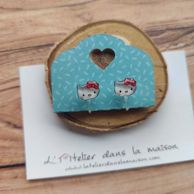 Boucles d'oreilles sans perçage mini chat légers défauts