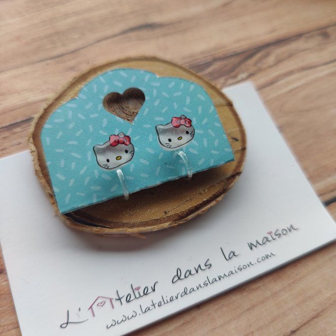 Boucles d'oreilles sans perçage mini chat légers défauts
