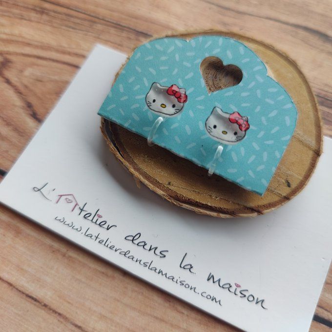 Boucles d'oreilles sans perçage mini chat légers défauts