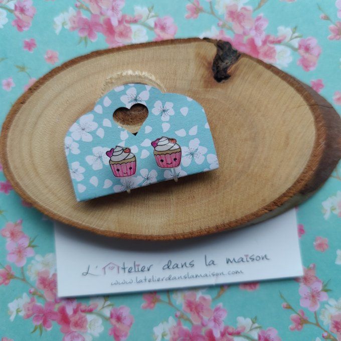 Boucles d'oreilles sans perçage cupcake légers défauts