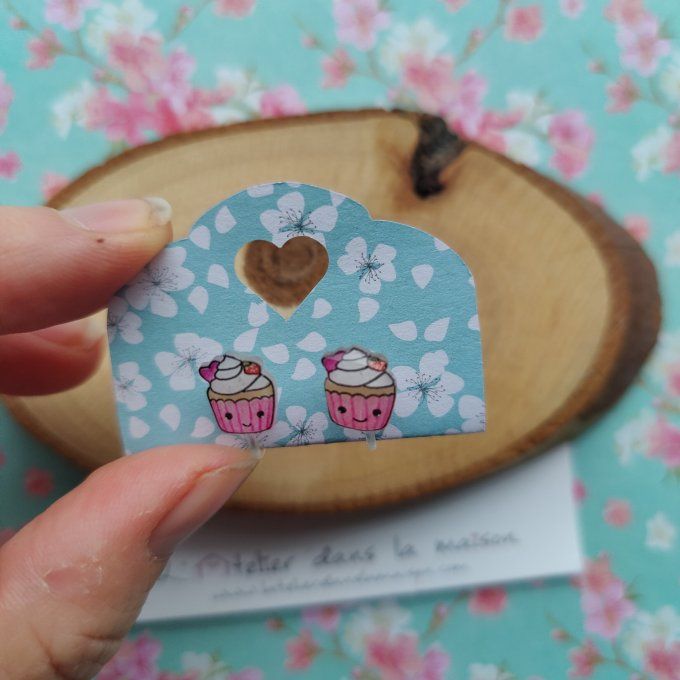 Boucles d'oreilles sans perçage cupcake légers défauts