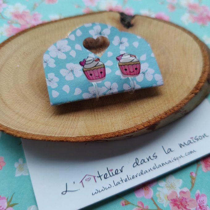 Boucles d'oreilles sans perçage cupcake légers défauts