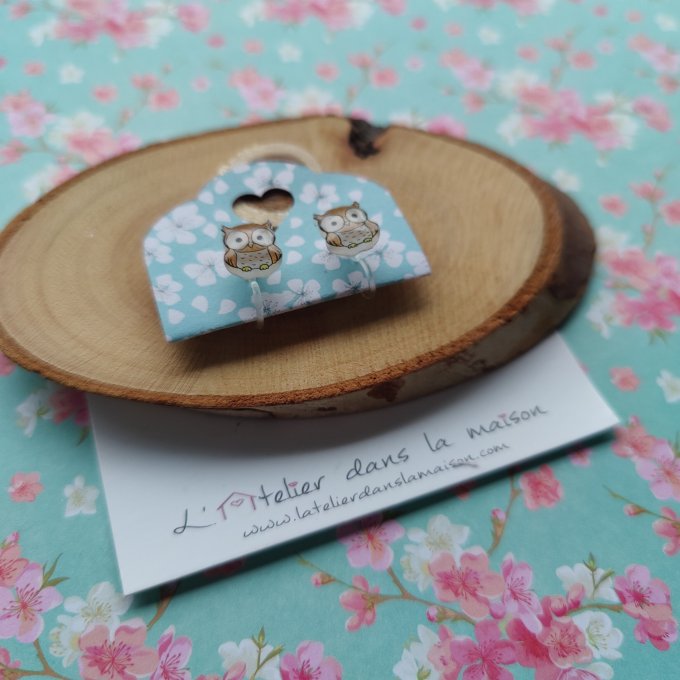Boucles d'oreilles sans perçage chouettes