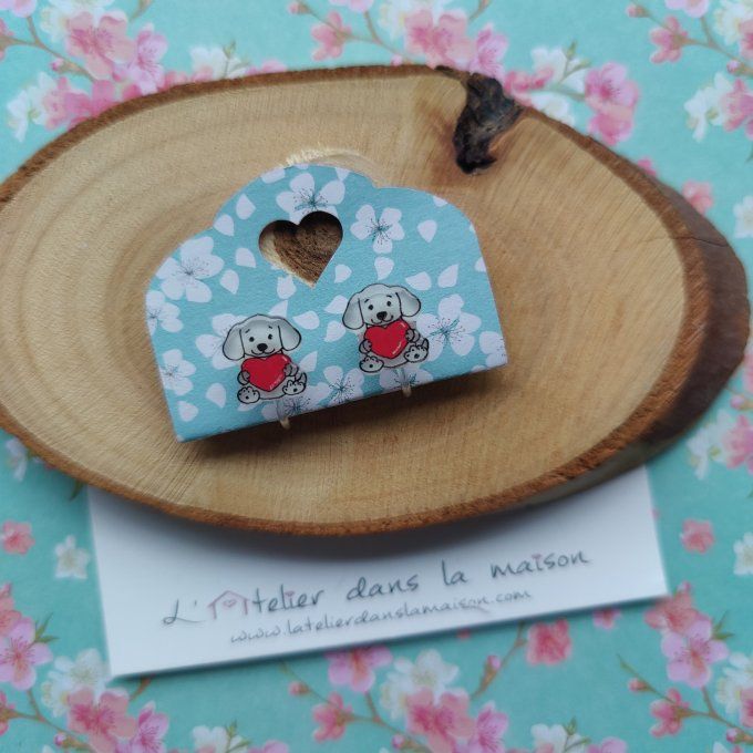 Boucles d'oreilles sans perçage chien amoureux