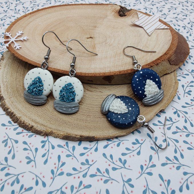 Boucles d'oreilles boule à neige