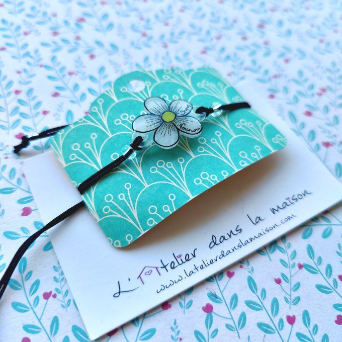 Bracelet réglable et personnalisable SUPER nounou fleur 