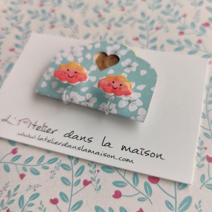 Boucles d'oreilles sans perçage nuages orangés