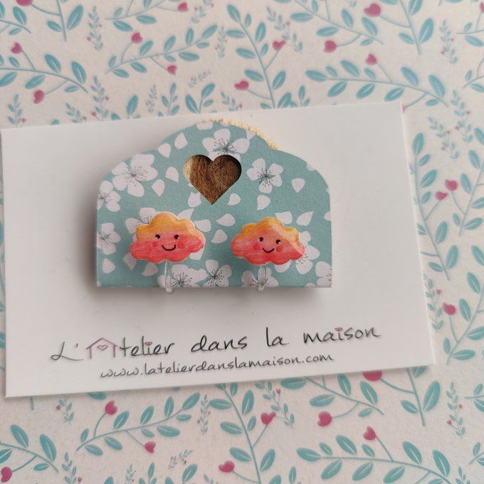 Boucles d'oreilles sans perçage nuages orangés