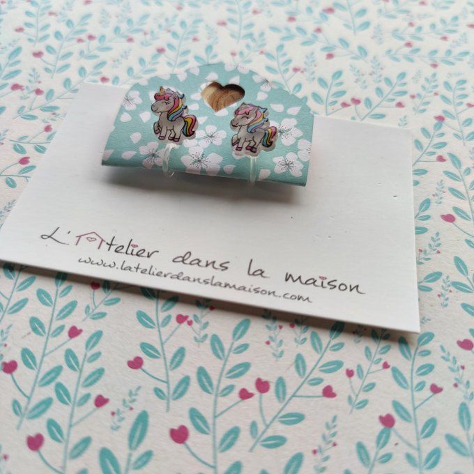 Boucles d'oreilles sans perçage licorne petit défaut