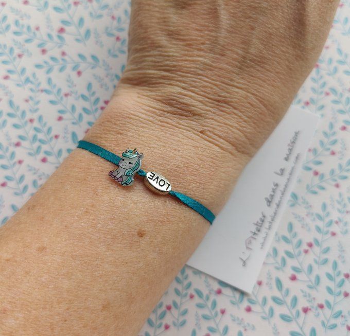 Bracelet mini licorne bleu