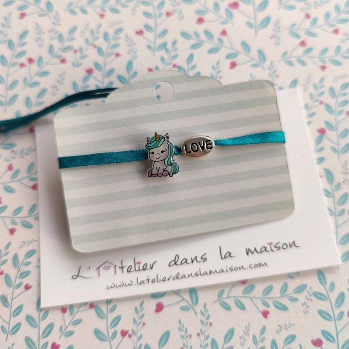 Bracelet mini licorne bleu