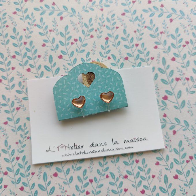 Boucles d'oreilles sans perçage coeur reflets dorés