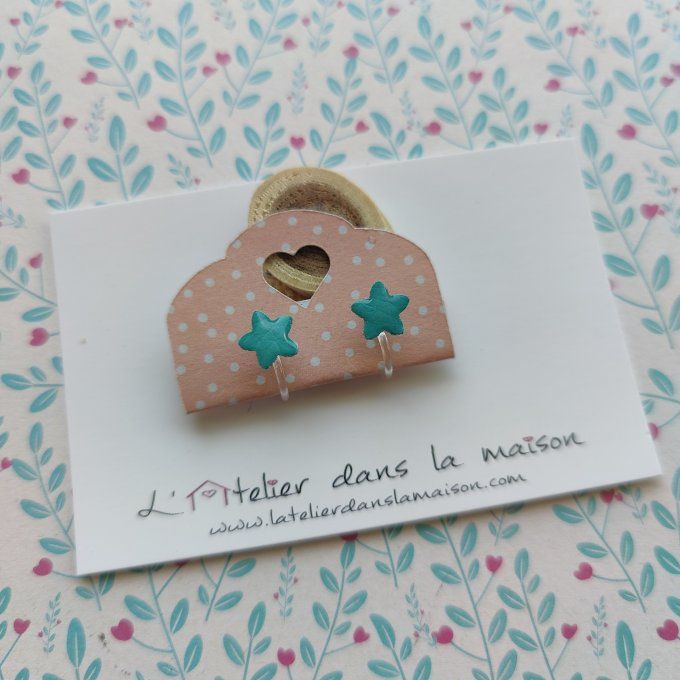 Boucles d'oreilles sans perçage étoile turquoise arrondie