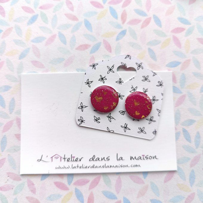 Boucles d'oreilles avec ou sans perçage rose et dorée