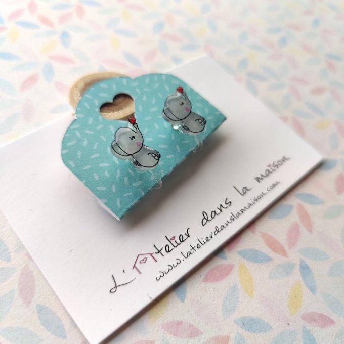 Boucles d'oreilles avec ou sans perçage éléphant