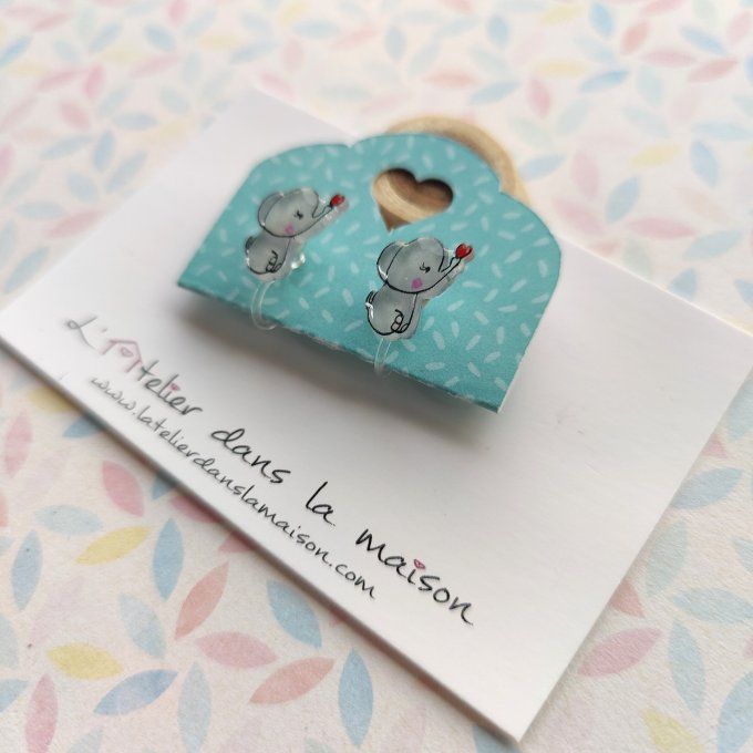 Boucles d'oreilles avec ou sans perçage éléphant