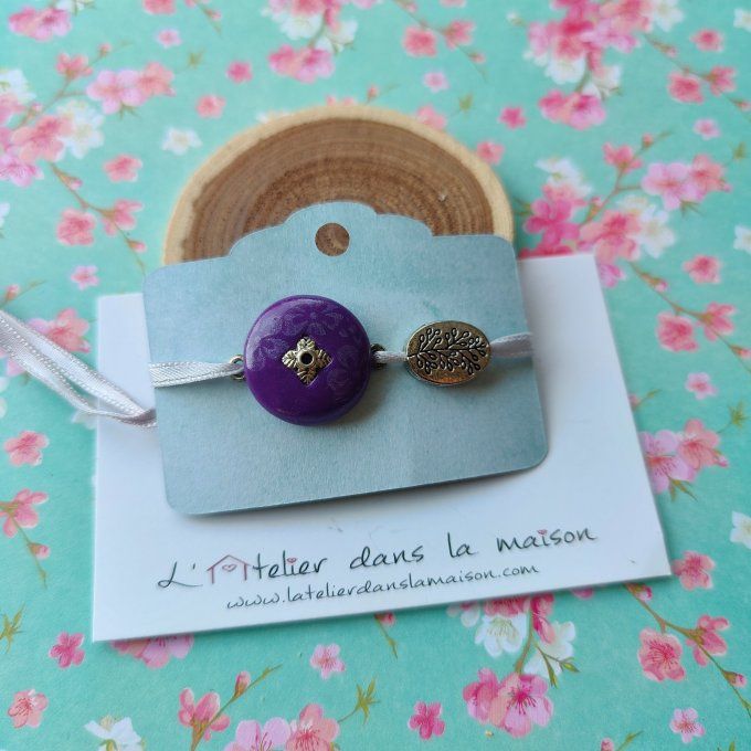 Bracelet médaillon violet
