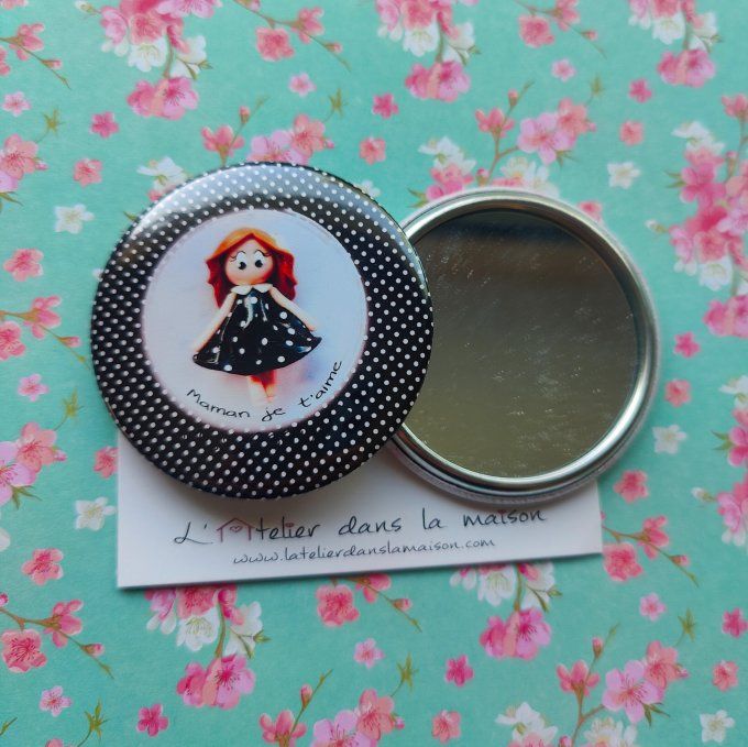 Miroir de poche Maman je t'aime Rétro