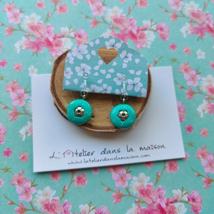 Boucles d'oreilles sans perçage ronde turquoises