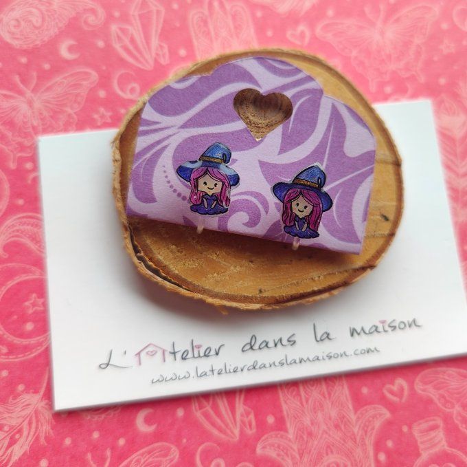 Boucles d'oreilles sorcière avec ou sans perçage 
