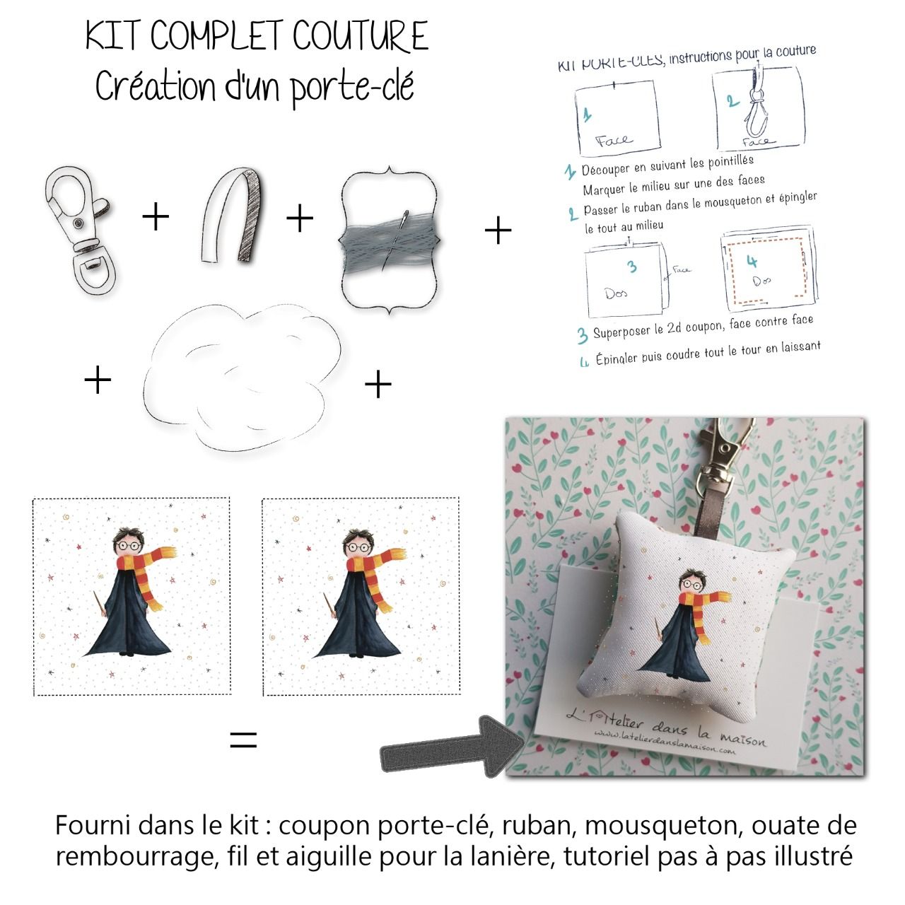 Kit complet porte-clé inspiration Harry Potter DIY - Latelierdanslamaison