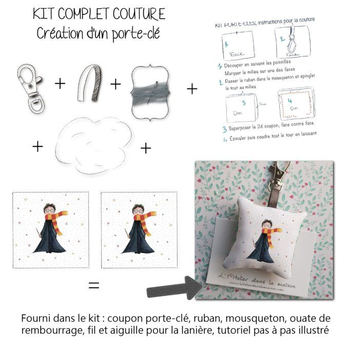 kit complet porte-clé couture