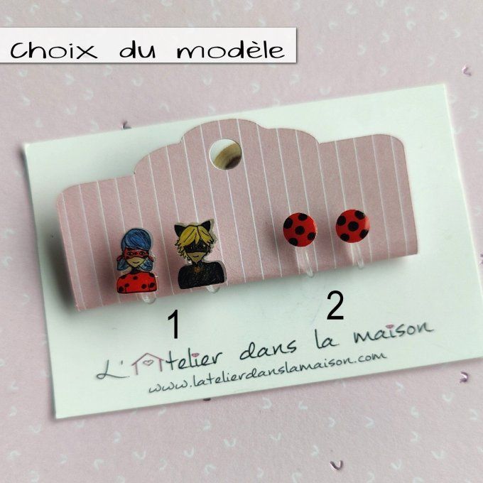 Boucles d'oreilles avec ou sans perçage inspiration Miraculous