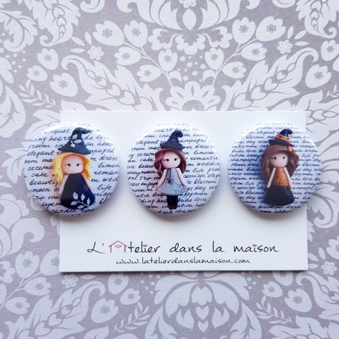 lot de 3 magnets sorcières