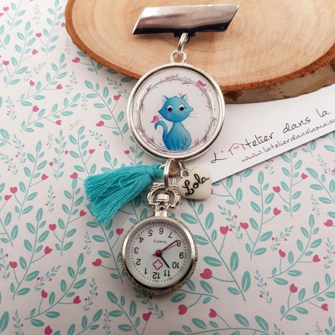 Montre infirmière chat et oiseaux, cadeau