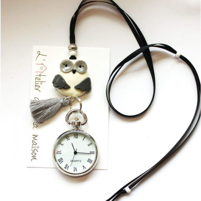 Sautoir montre gousset chouette