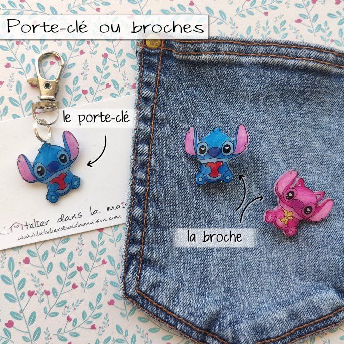 porte-clé ou broche inspiration stitch et angèle