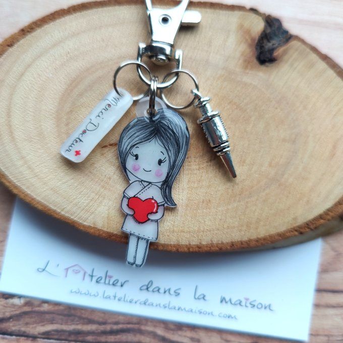porte-clé infirmière inscription personnalisable