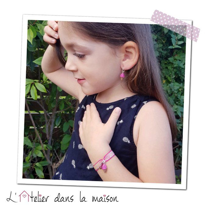 boucles clip sans trous enfant glace rose