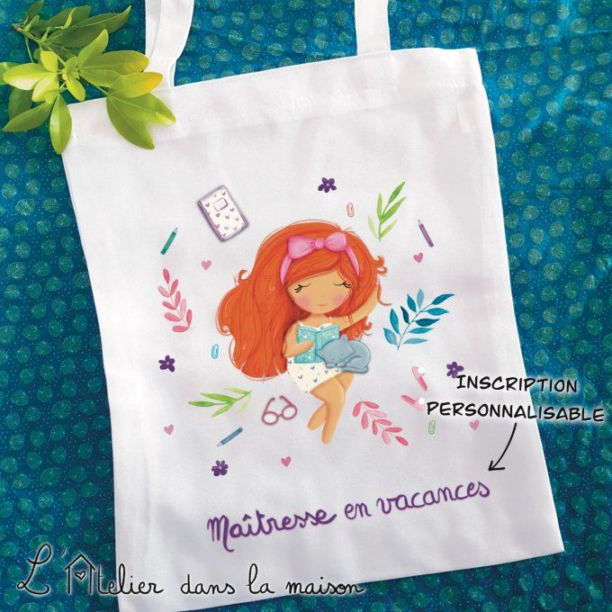 Sac shopping Maitresse en vacances personnalisable