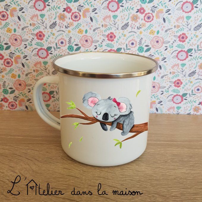 tasse émaillée en métal koala 