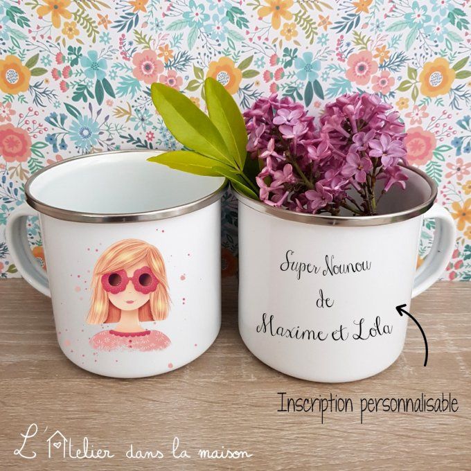 Tasse métal émaillée pour une Super Nounou