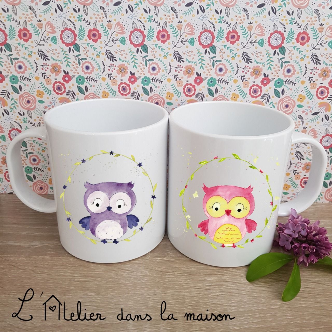 Tasse incassable chouettes personnalisable - Latelierdanslamaison