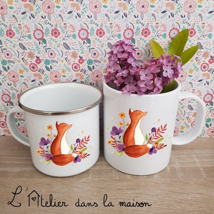 Tasses renard et fleurs