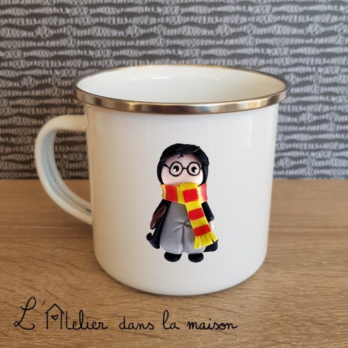 Tasse métal émail inspiration Harry potter personnalisable