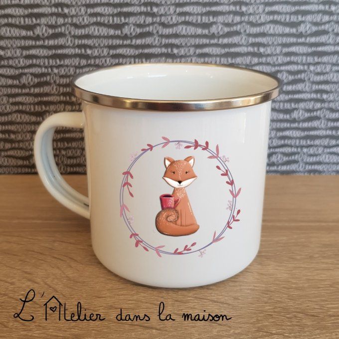 tasse métal rétro renard