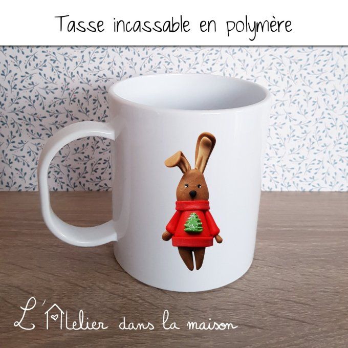 Tasse incassable lapin de Noël