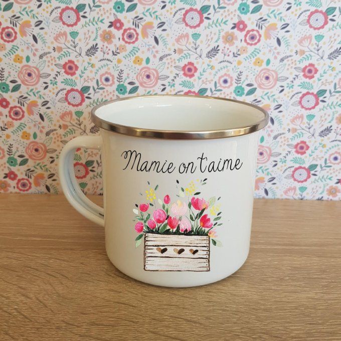 Tasse métal Mamie On t'aime