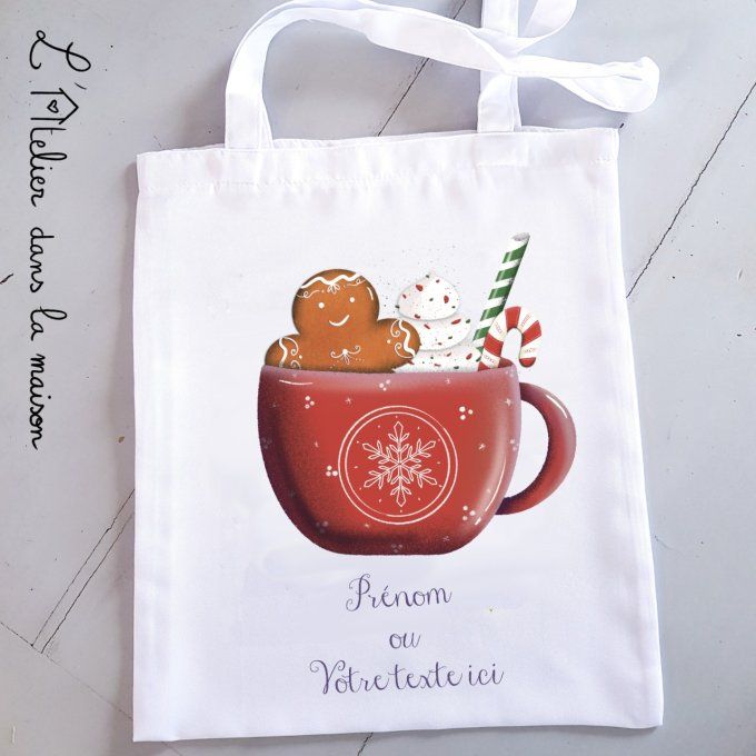 tote bag tasse gourmande avec prénom