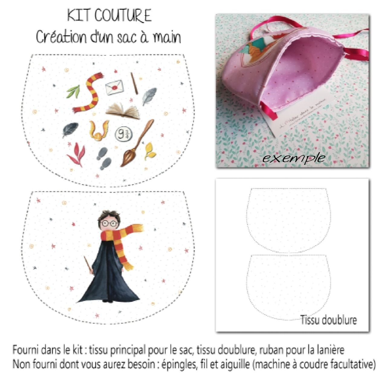 Kit couture petit sac inspiration Harry potter - Latelierdanslamaison