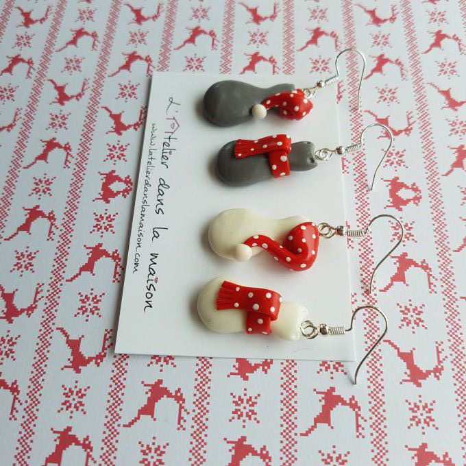 boucles d'oreilles hiver noel chat