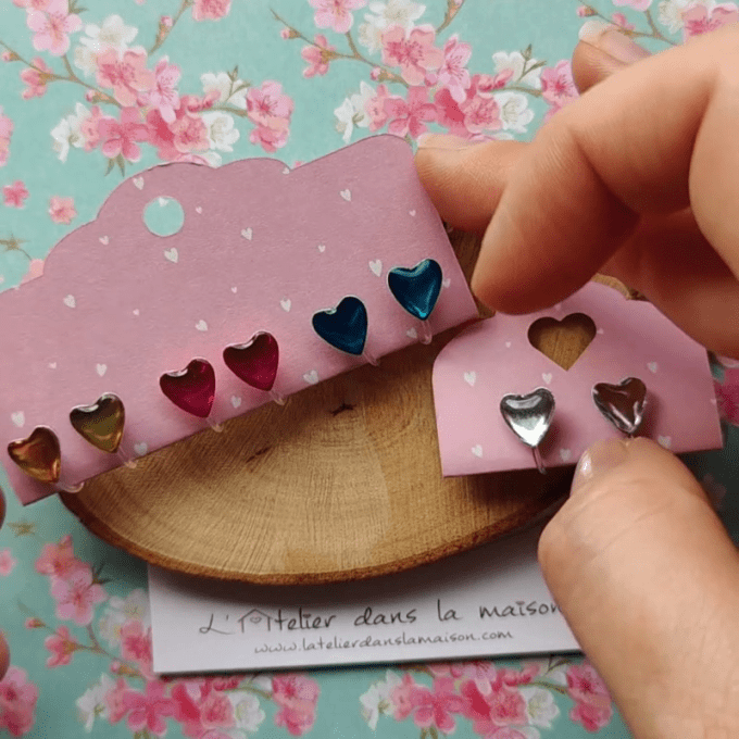 Les clips coeurs glossy, boucles d'oreilles sans perçage 